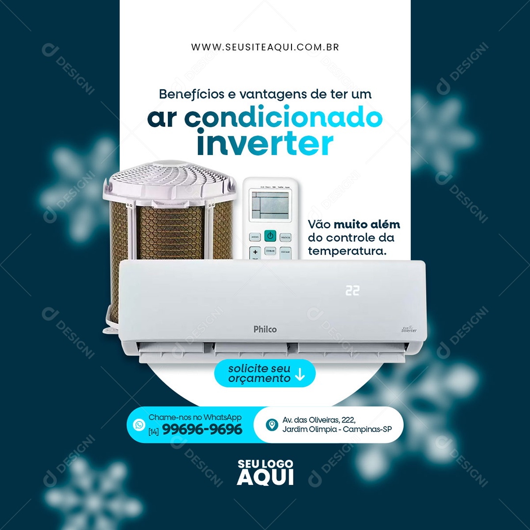 Manutenção de Ar Condicionado Social Media PSD Editável