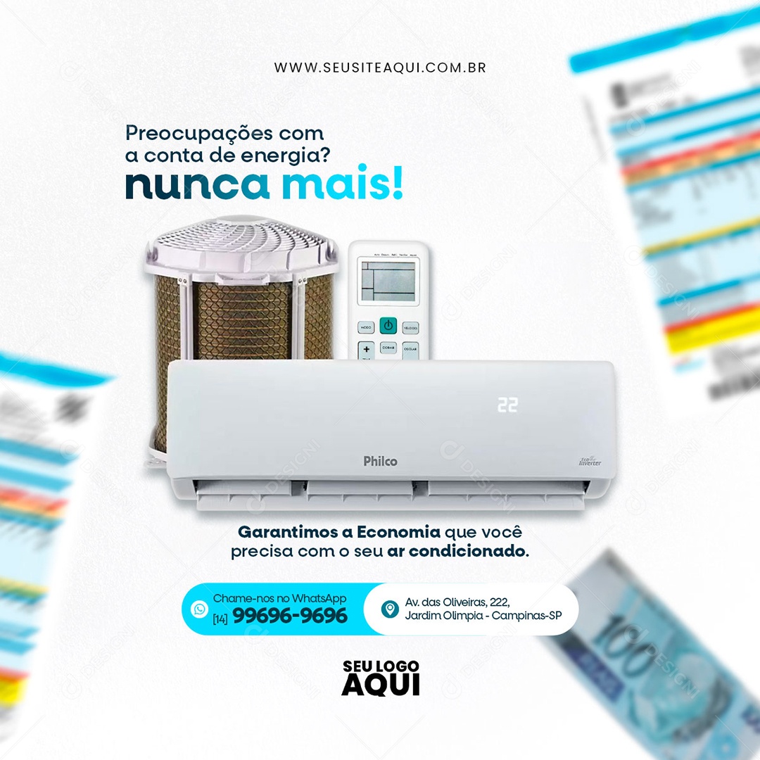 Manutenção de Ar Condicionado Social Media PSD Editável