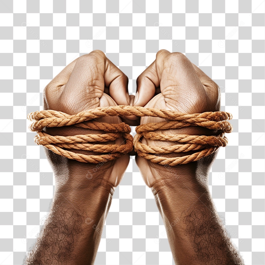 Mãos Amarradas com Cordas PNG Transparente
