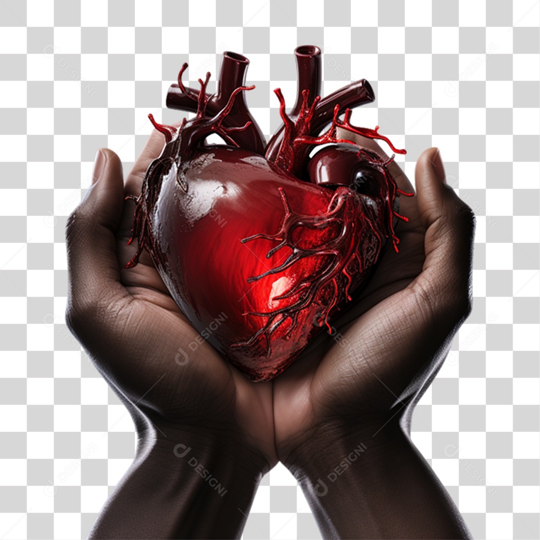 Mãos Segurando Coração PNG Transparente