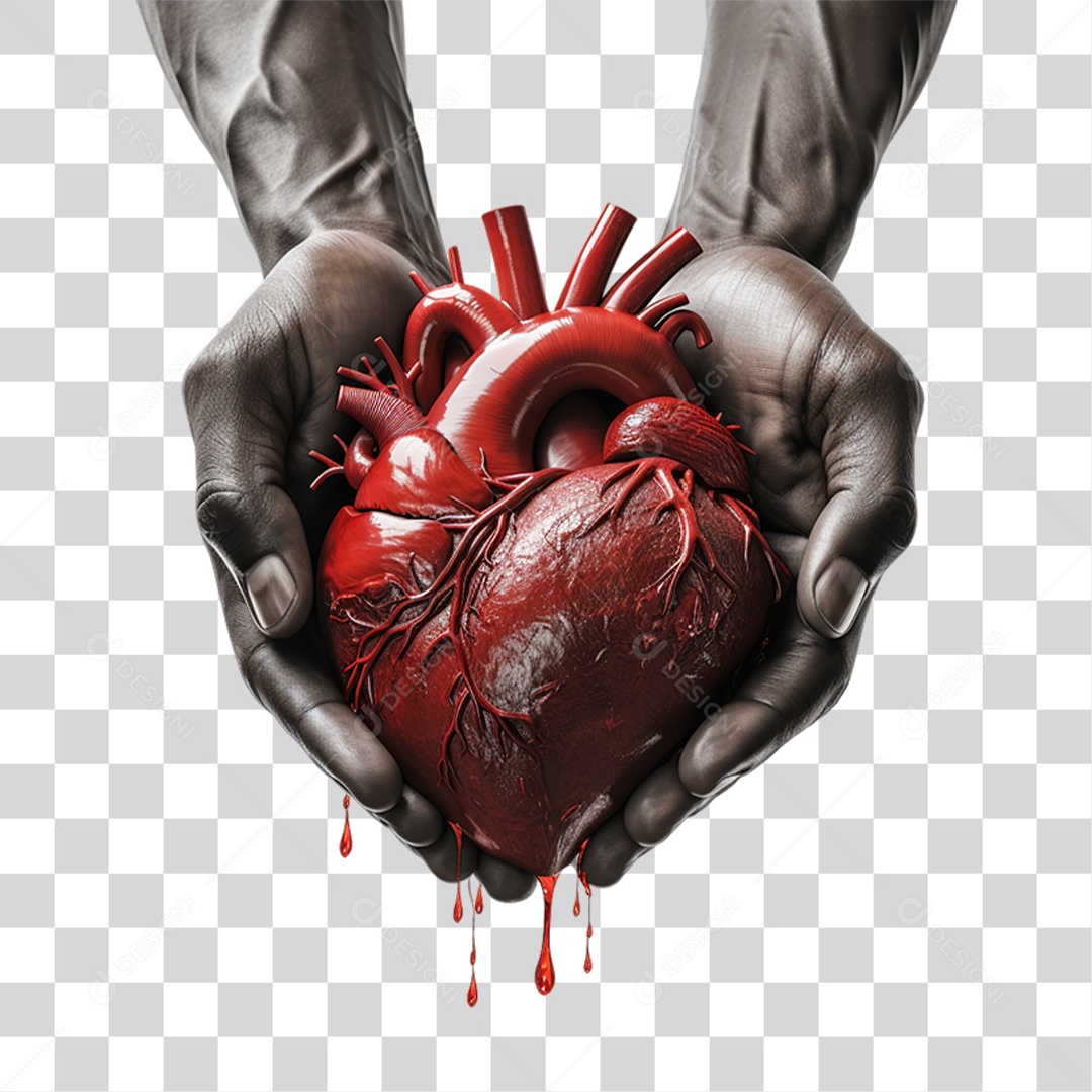 Mãos Segurando Coração PNG Transparente
