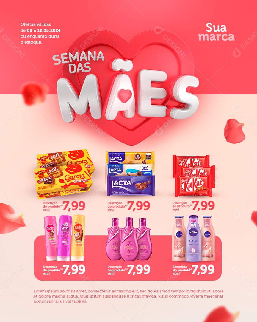 Semana das Mães Ofertas Válidas de 08 a 12 de Maio Social Media PSD Editável