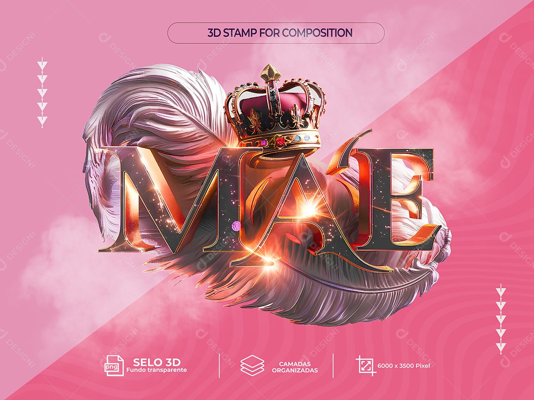 Mãe Selo 3D para Composição PSD