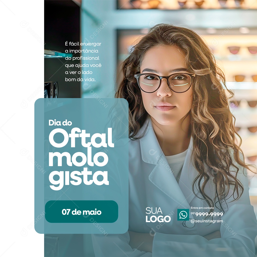 Dia do Oftalmologista 07 de Maio é Fácil Enxergar a Importância do Profissional Social Media PSD Editável