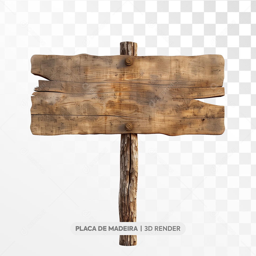 Placa de Madeira Detalhe Elemento 3D para Composição PSD