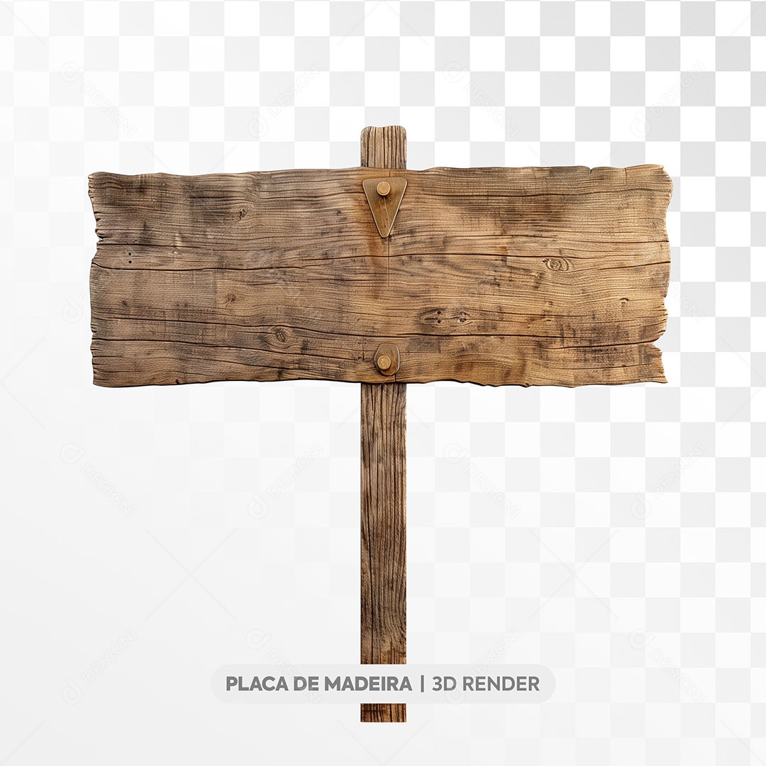 Placa de Madeira Marron Elemento 3D para Composição PSD
