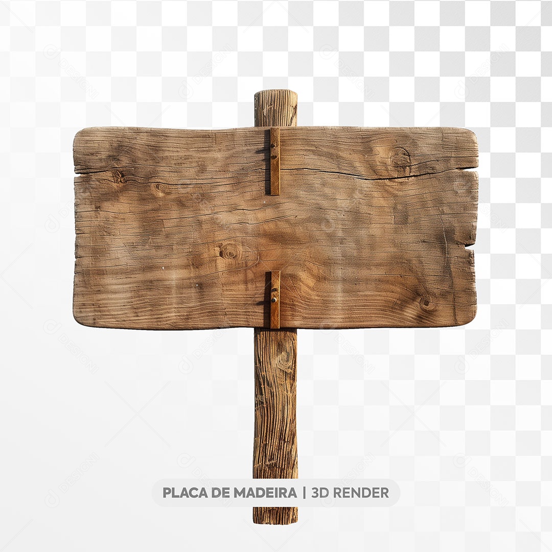 Placa de Madeira Suporte Elemento 3D Marron para Composição PSD