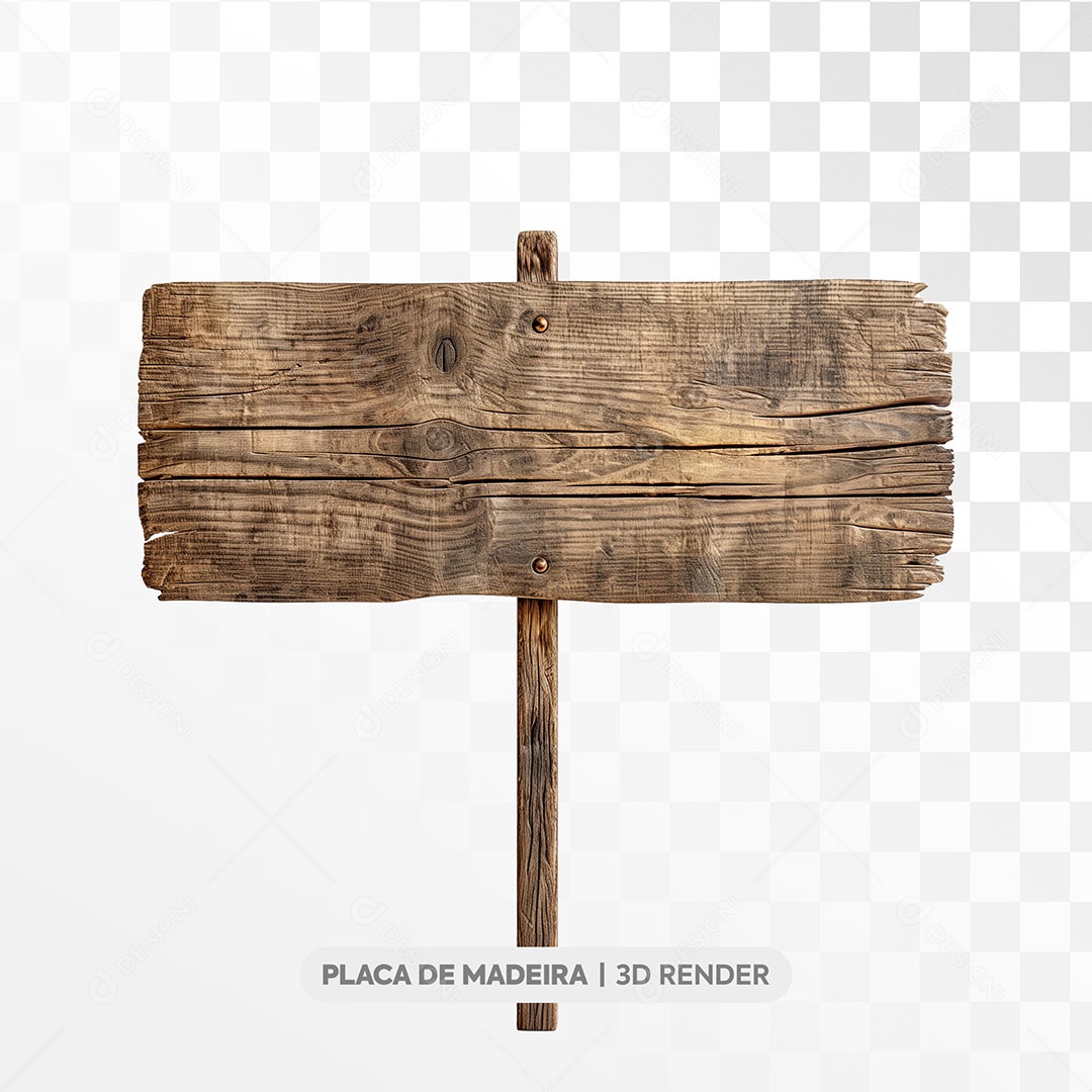 Elemento 3D Placa de Madeira para Composição PSD