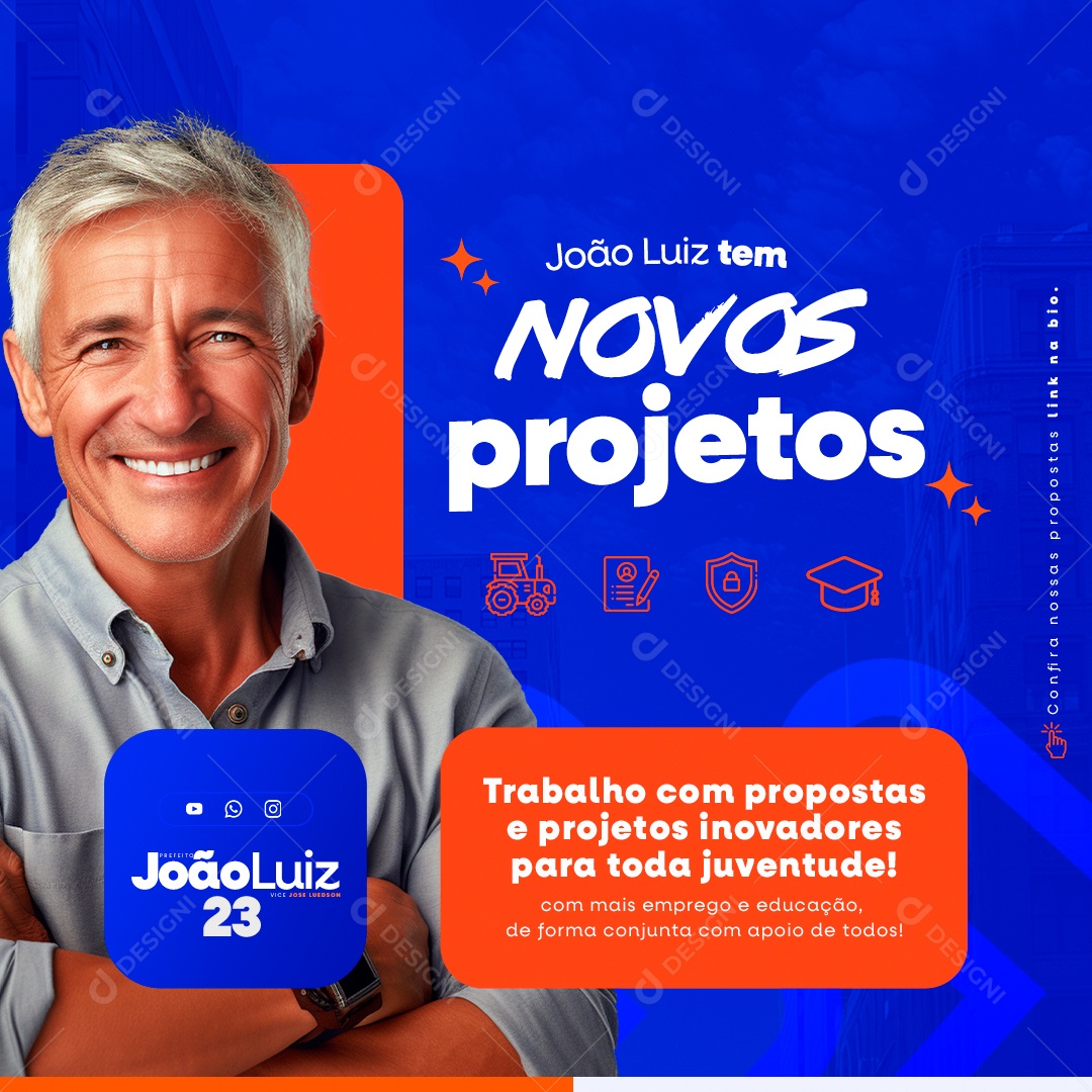 Política João Luiz tem novos Projetos Social Media PSD Editável