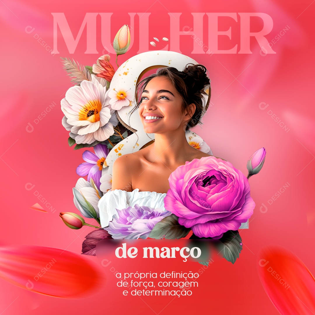 Dia Nacional das Mulheres Social Media PSD Editável
