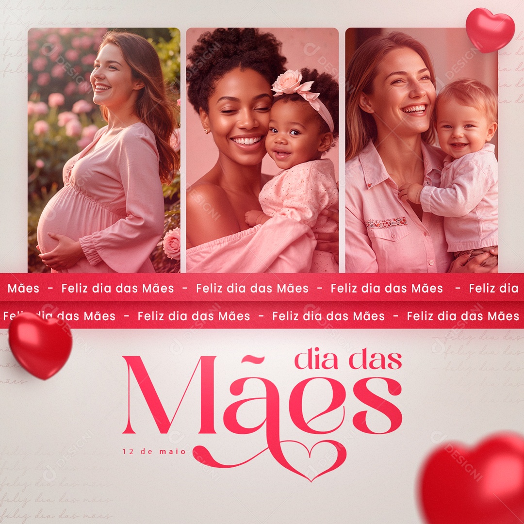 Dia das Mães 12 de Maio Feliz Social Media PSD Editável