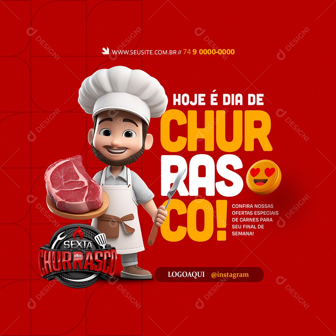 Sexta do Churrasco Hoje é Dia de Churrasco Social Media PSD Editável