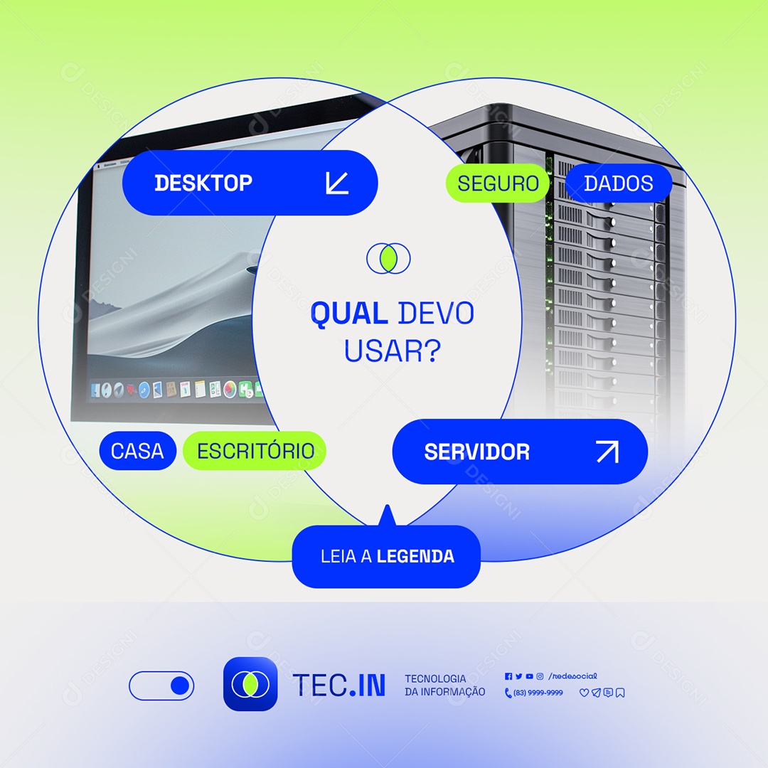 Tecnologia da Informação TI Qual Devo Usar Casa Escritório Servidor Social Media PSD Editável
