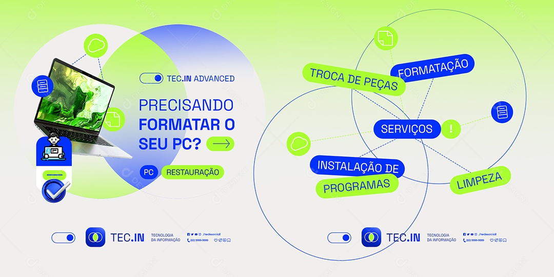 Carrossel Tecnologia da Informação TI Precisando Formatar o Seu Pc Social Media PSD Editável