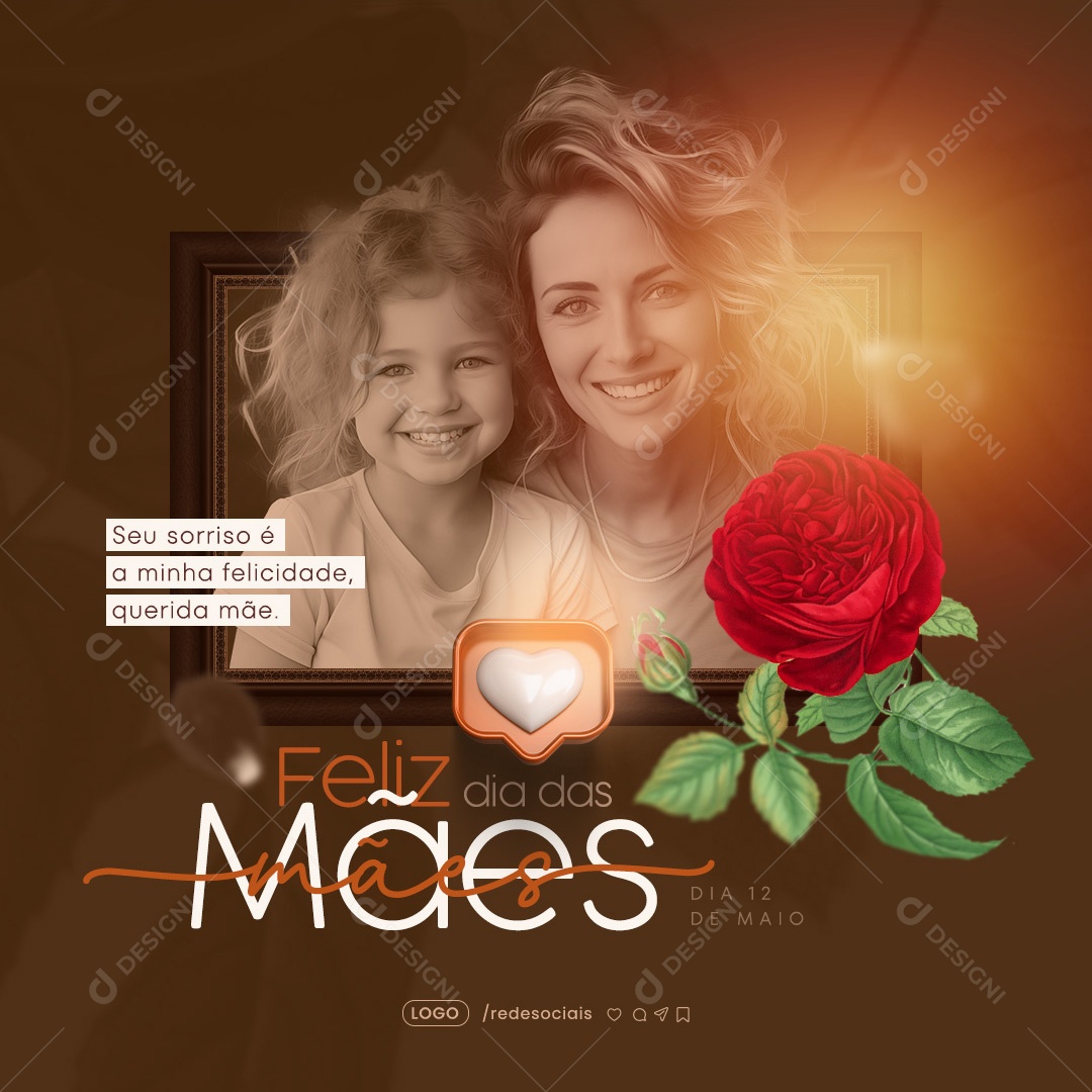 Feliz Dia das Mães 12 de Maio Quarida Mãe Social Media PSD Editável