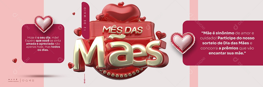 Social Media Banner Mês das Mães Hoje é o Seu Dia Mãe Dia Das Mães 12 de Maio PSD Editável