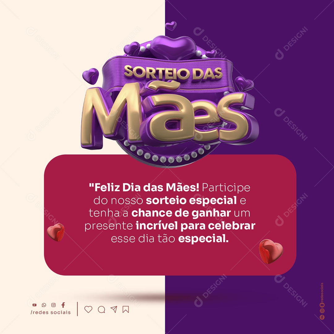 Social Media Sorteio das Mães Participe do Nosso Sorteio Especial Loja PSD Editável