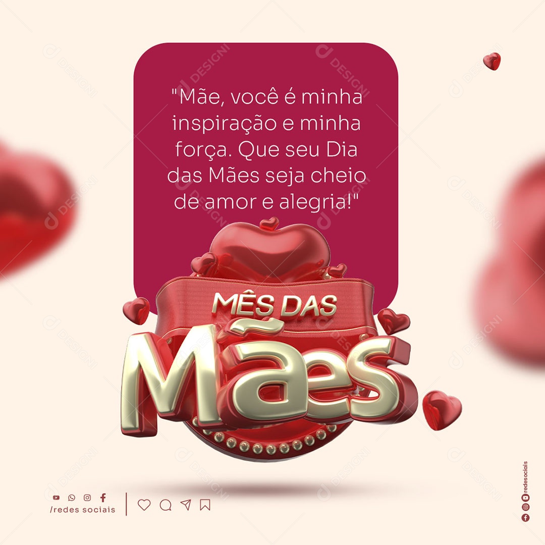 Mês das Mães Você é Minha Inspiração Dia Das Mães 12 de Maio Social Media PSD Editável