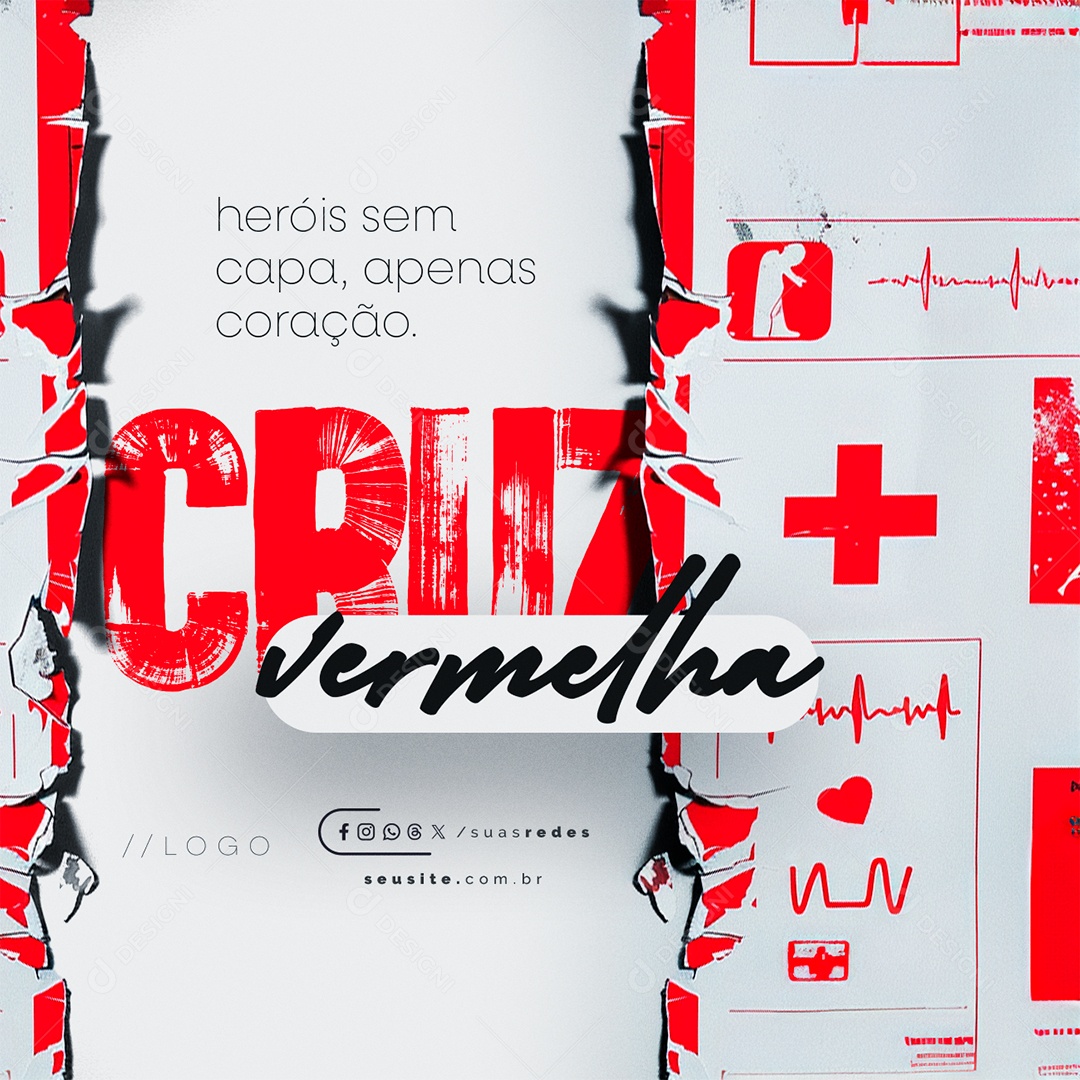 Dia da Cruz Vermelha 08 de Maio Heróis Sem Capa Social Media PSD Editável