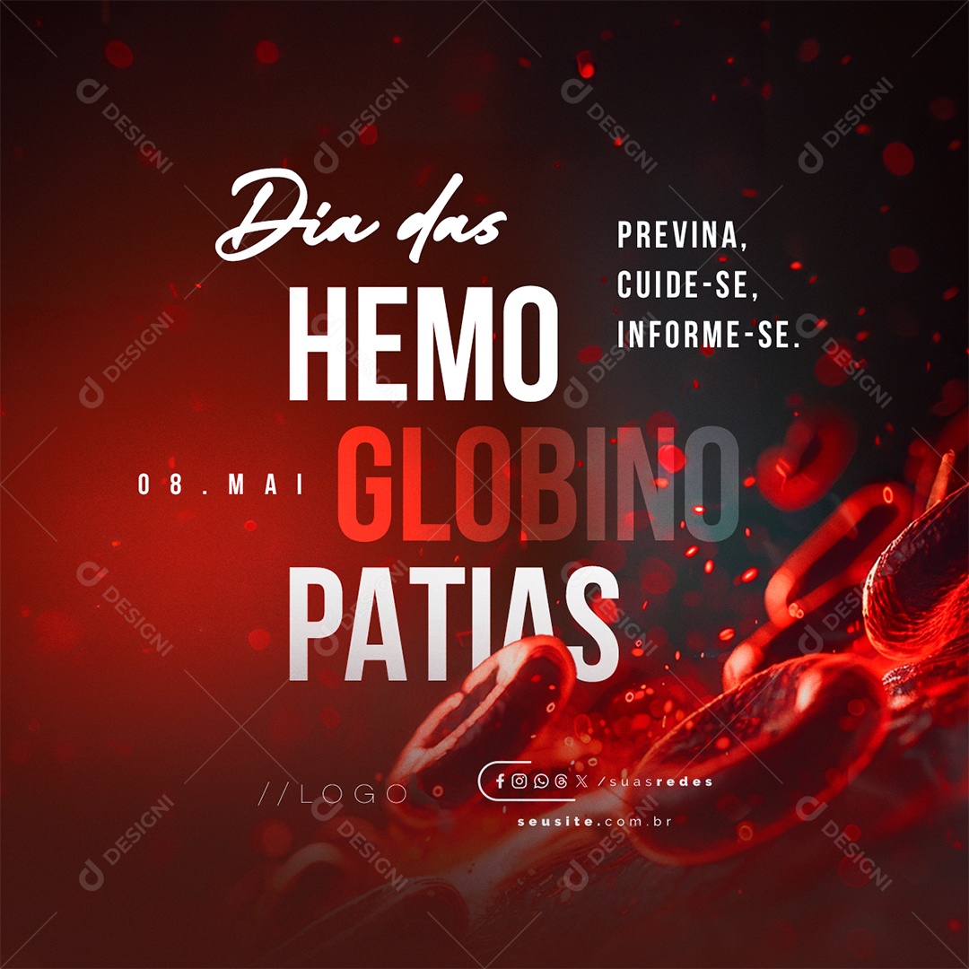 Dia do Hemoglobinopatias 08 de Maio Previna Social Media PSD Editável