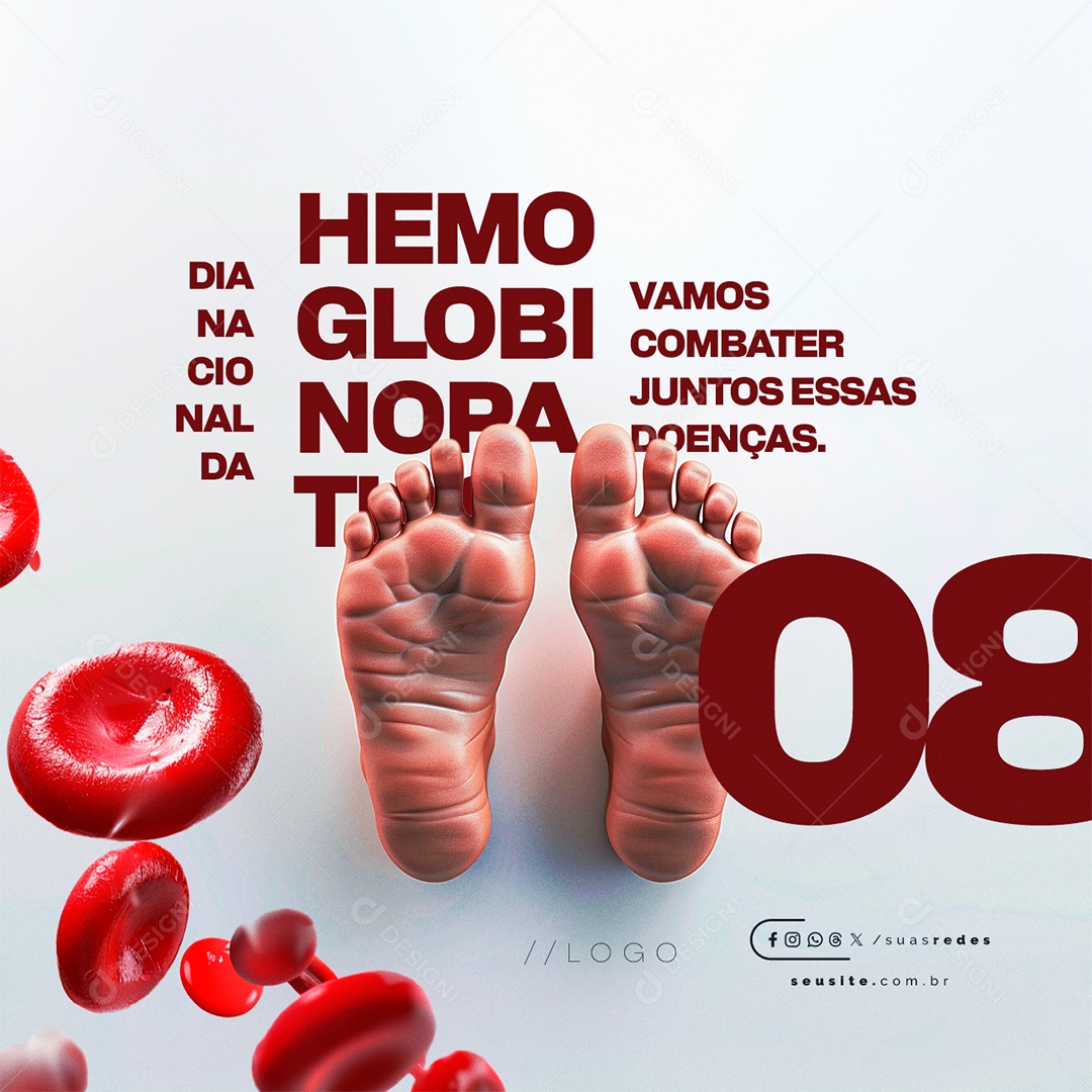 Dia do Hemoglobinopatias 08 de Maio Social Media PSD Editável
