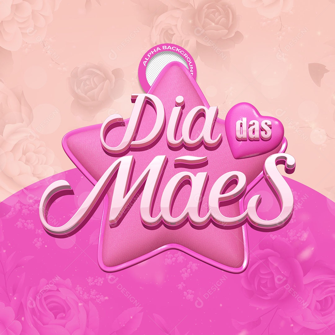 Dia das Mães Selo 3D Roxo para Composição PSD