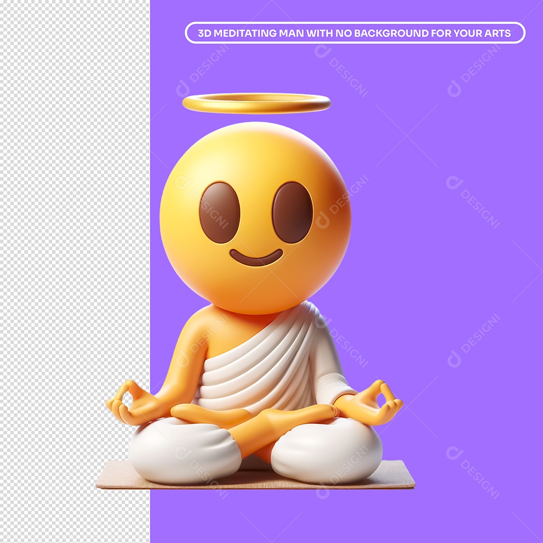 Emoji 3D Personagem Meditando Para Composição PSD