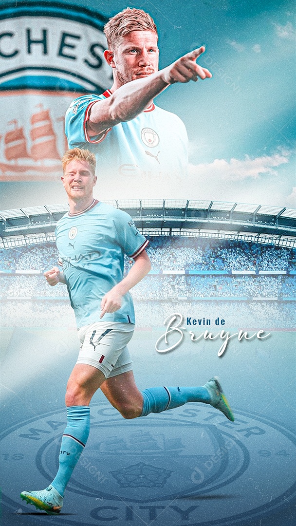 Social Media Jogador de Futebol Kevin De Bruyne PSD Editável
