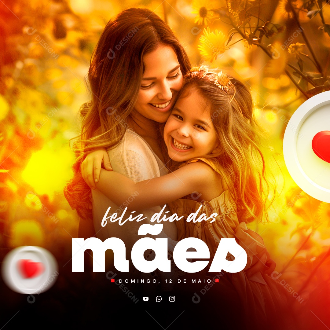 Feliz Dia das Mães Domingo 12 de Maio Social Media PSD Editável