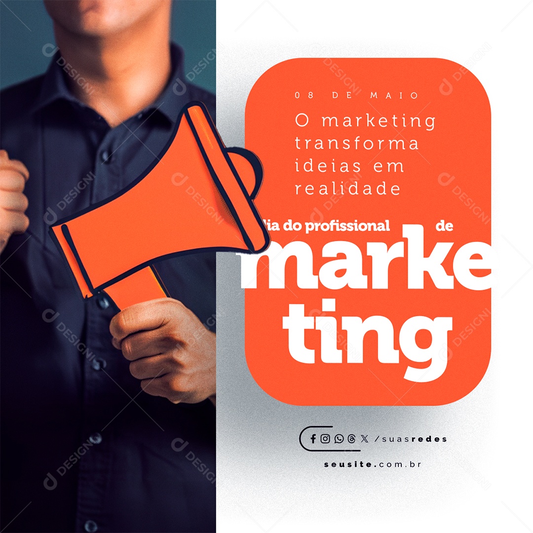 Dia do Profissional de Marketing 08 de Maio Social Media PSD Editável