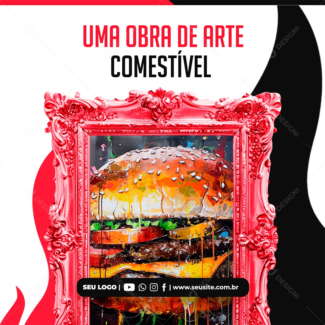 Hamburgueria Uma Obra de Arte Comestível Social Media PSD Editável