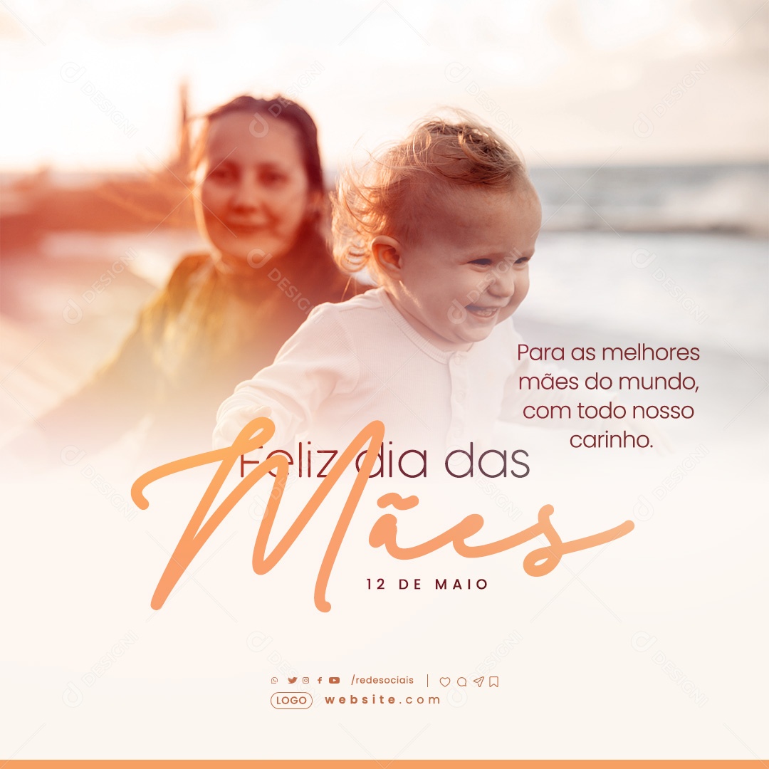 Feliz Dia das Mães 12 de Maio para as Melhores do Mundo Social Media PSD Editável