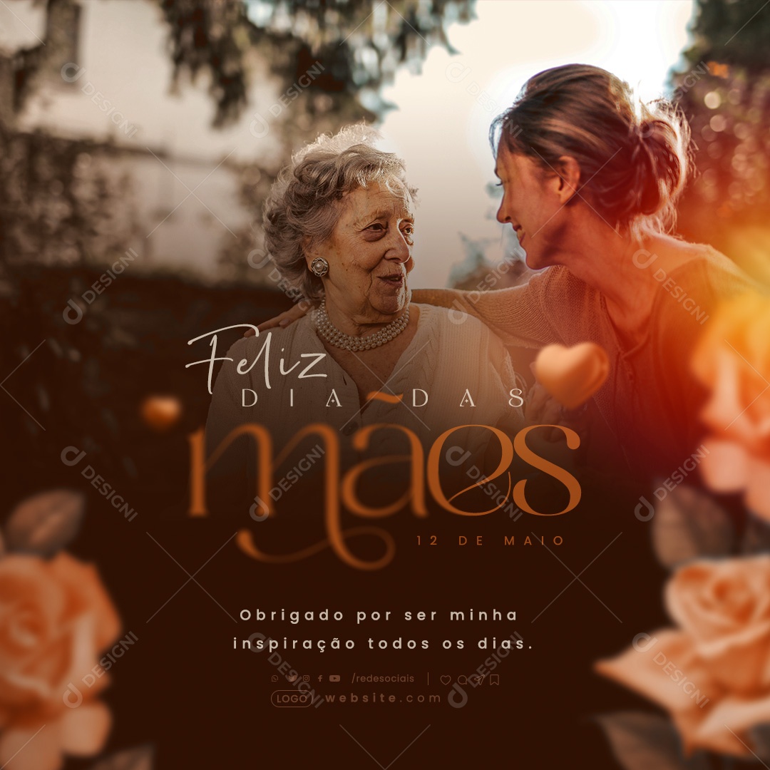 Dia das Mães 12 de Maio Obrigado por ser Minha Inspiração Social Media PSD Editável