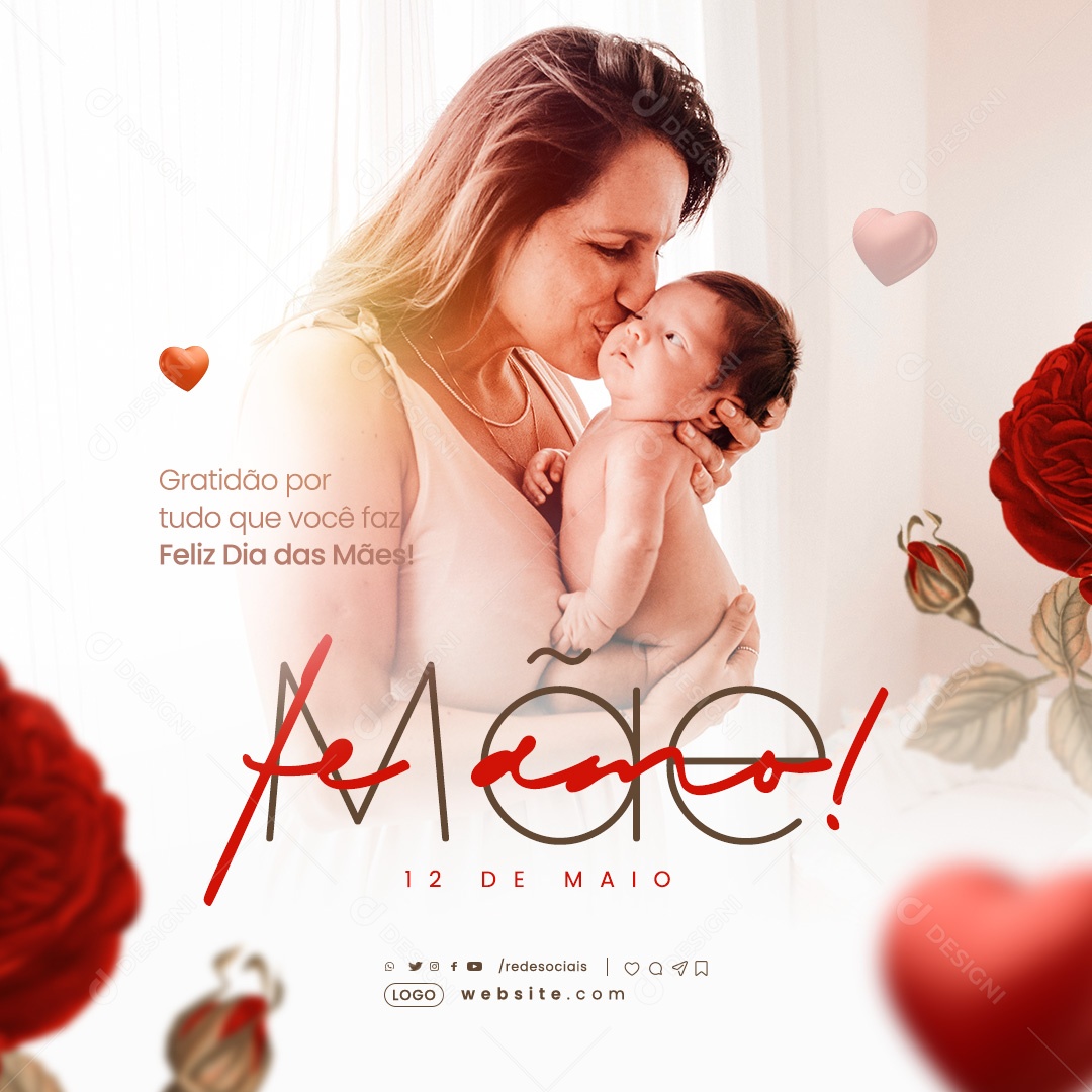 Dia das Mães 12 de Maio Gratidão por tudo que Você faz Social Media PSD Editável
