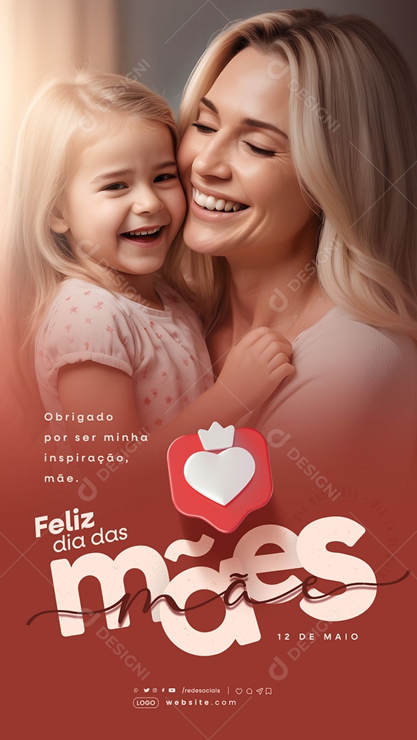 Story Dia das Mães 12 de Maio Obrigado Social Media PSD Editável