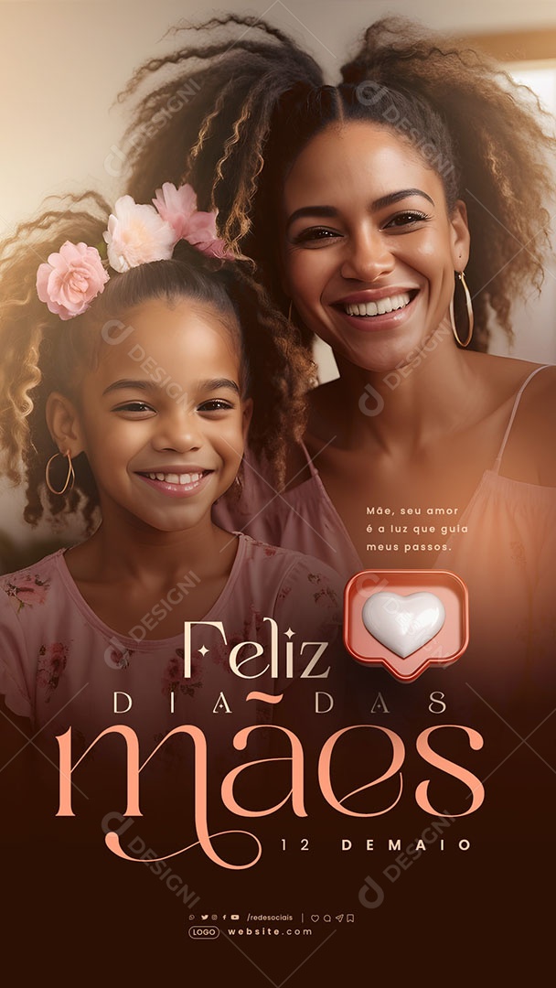 Story Dia das Mães 12 de Maio Mãe seu Amor é a Luz Social Media PSD Editável