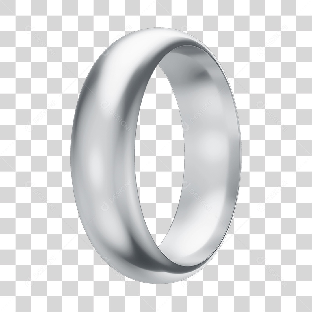 Asset 3D Aliança Prata Casamento Noivado Compromisso Com Fundo Transparente