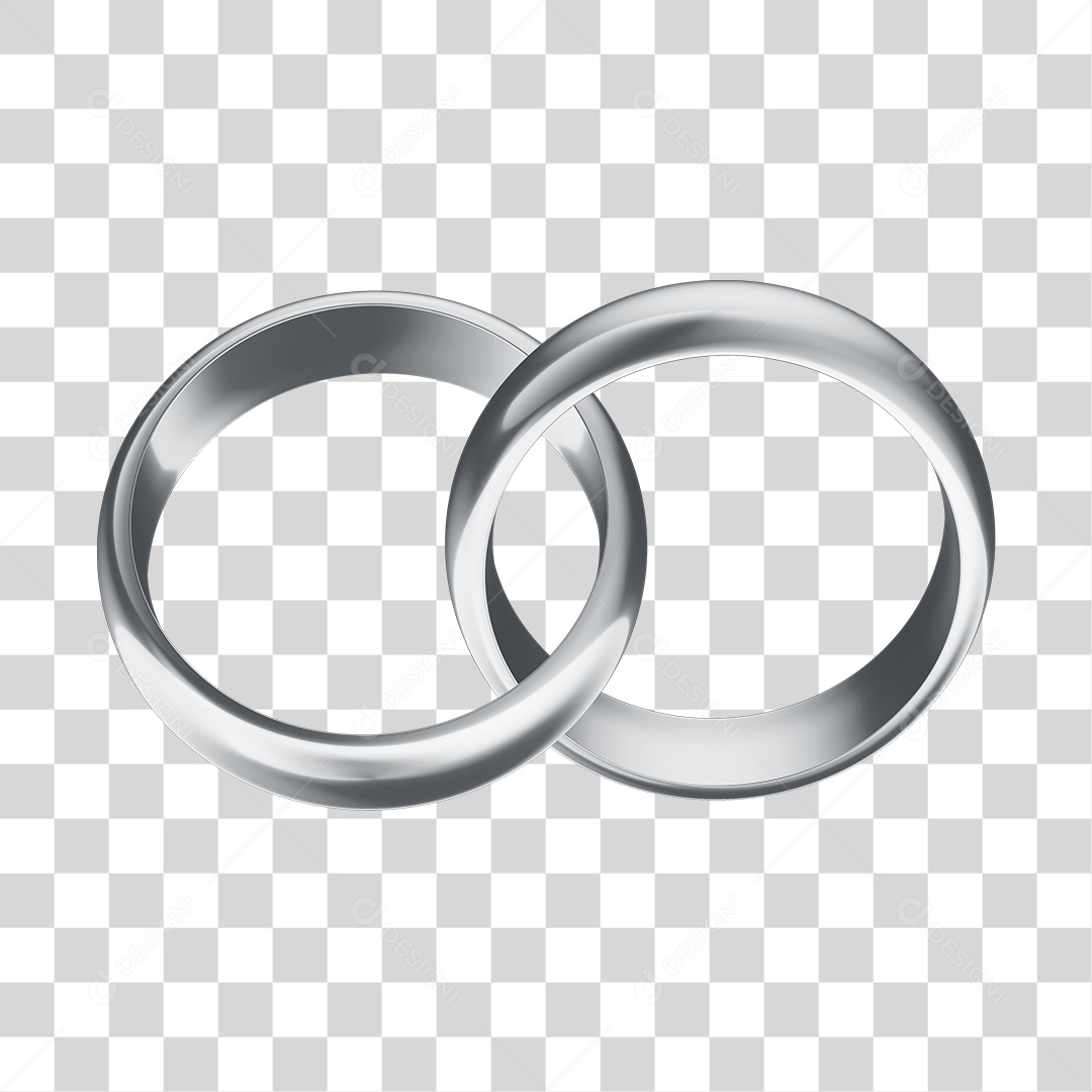Asset 3D Aliança Prata Casamento Noivado Compromisso Com Fundo Transparente