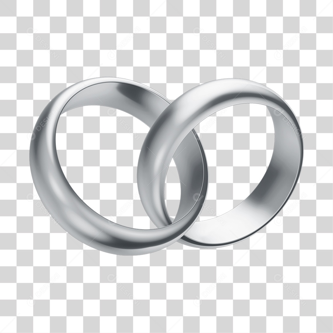 Asset 3D Aliança Prata Casamento Noivado Compromisso Com Fundo Transparente