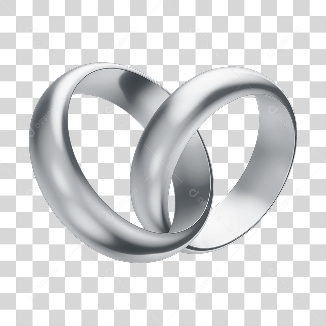Asset 3D Aliança Prata Casamento Noivado Compromisso Com Fundo Transparente