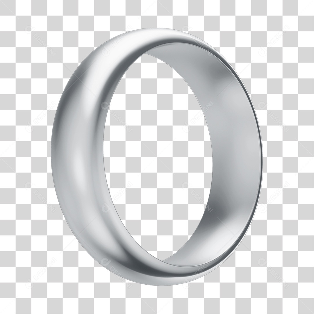 Asset 3D Aliança Prata Casamento Noivado Compromisso Com Fundo Transparente