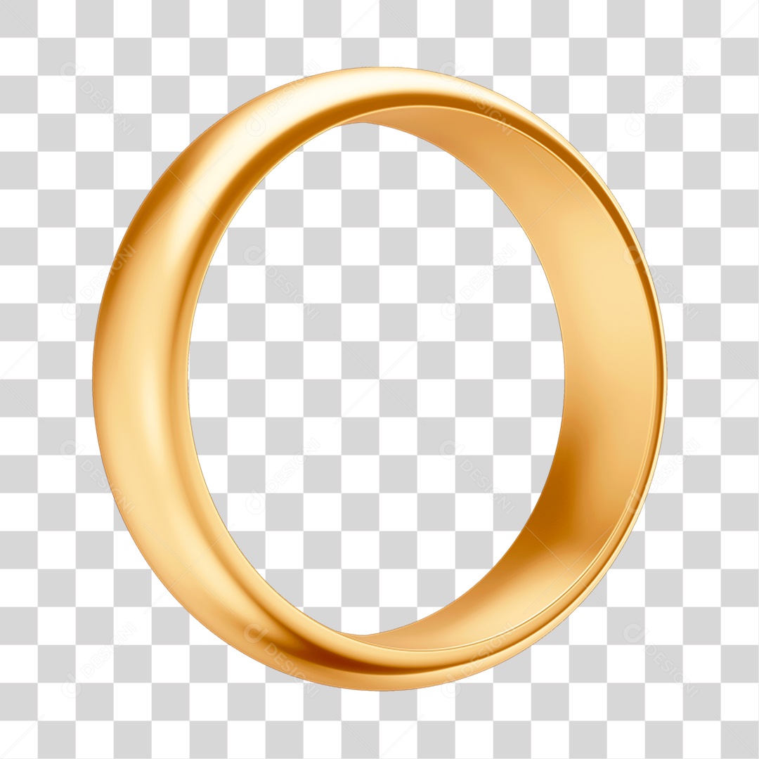 Asset 3D Aliança Dourada Casamento Noivado Compromisso Com Fundo Transparente