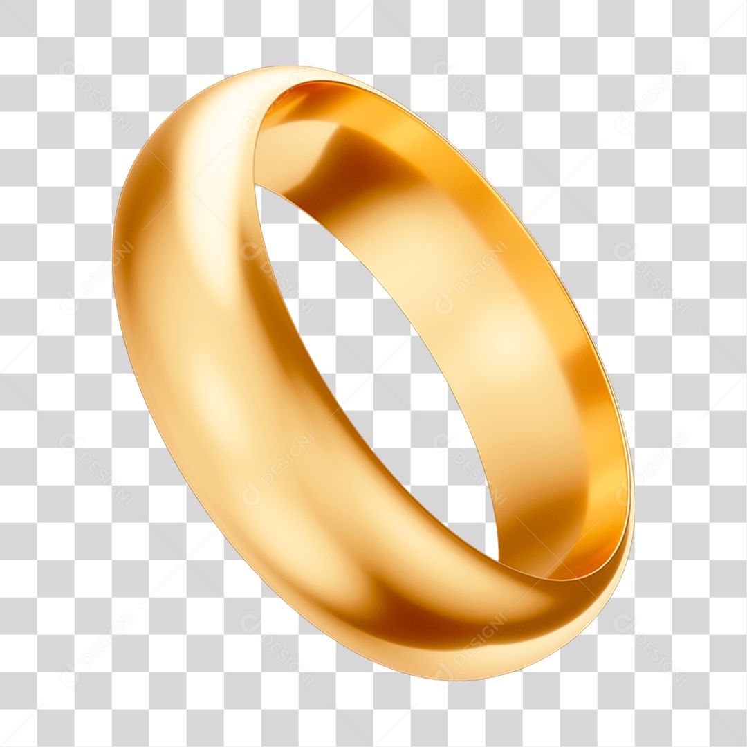 Asset 3D Aliança Dourada Casamento Noivado Compromisso Com Fundo Transparente
