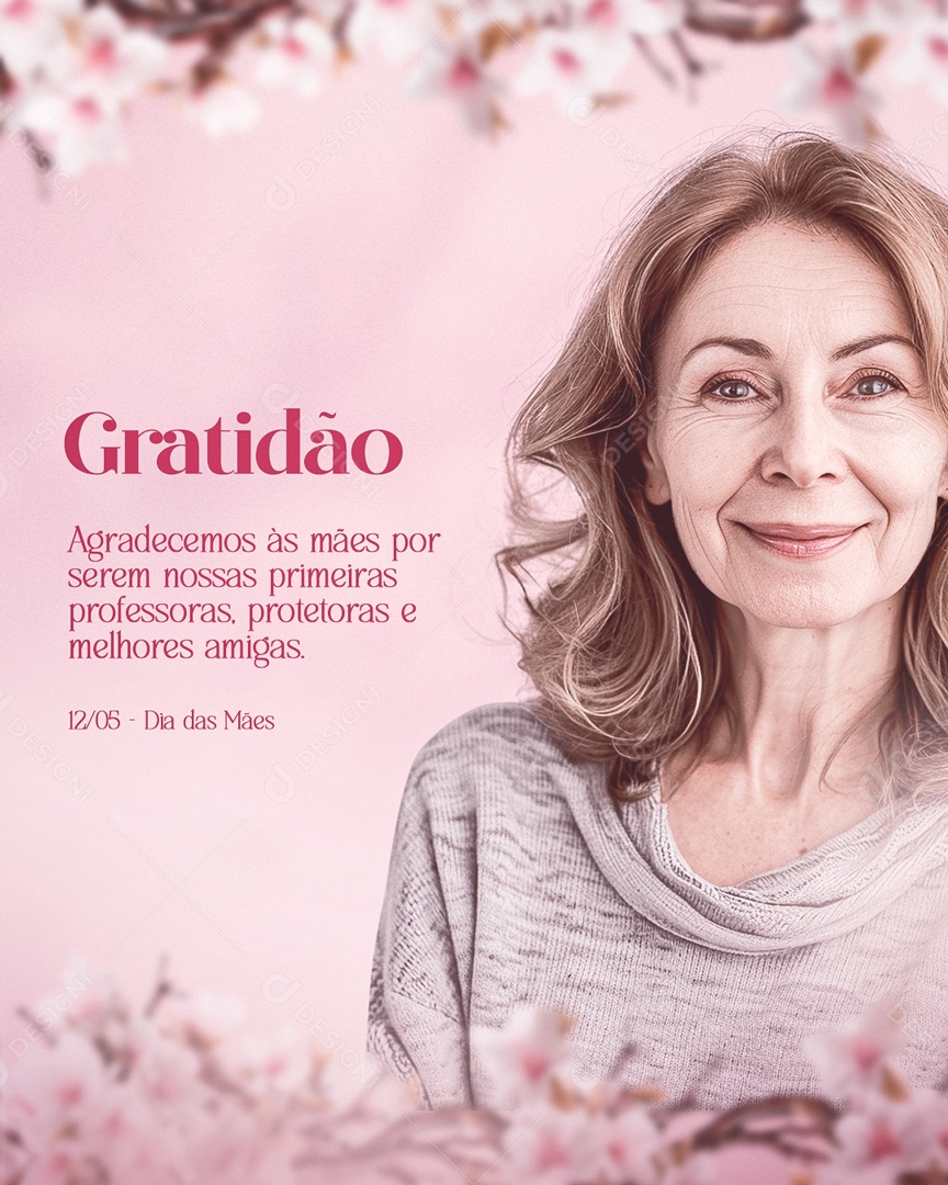 Dia das Mães 12 de Maio Gratidão Social Media PSD Editável