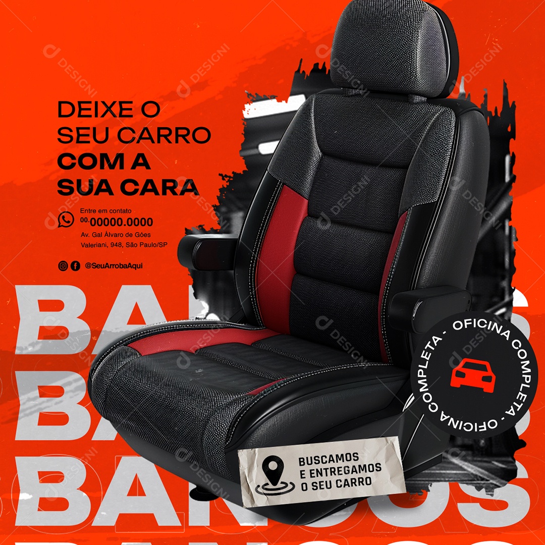 Oficina Deixe o Seu Carro Com a Sua Cara Social Media PSD Editável