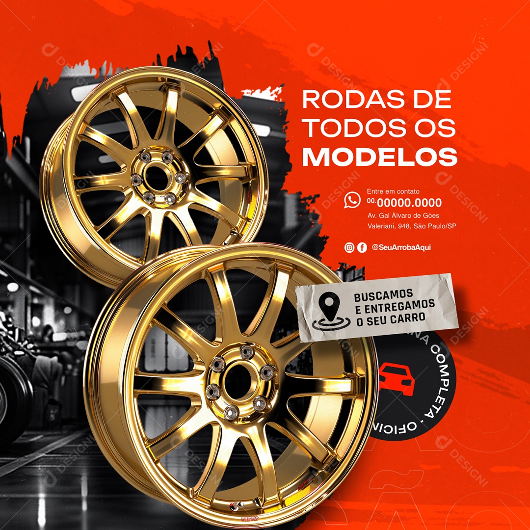 Oficina Rodas de Todos os Modelos Social Media PSD Editável