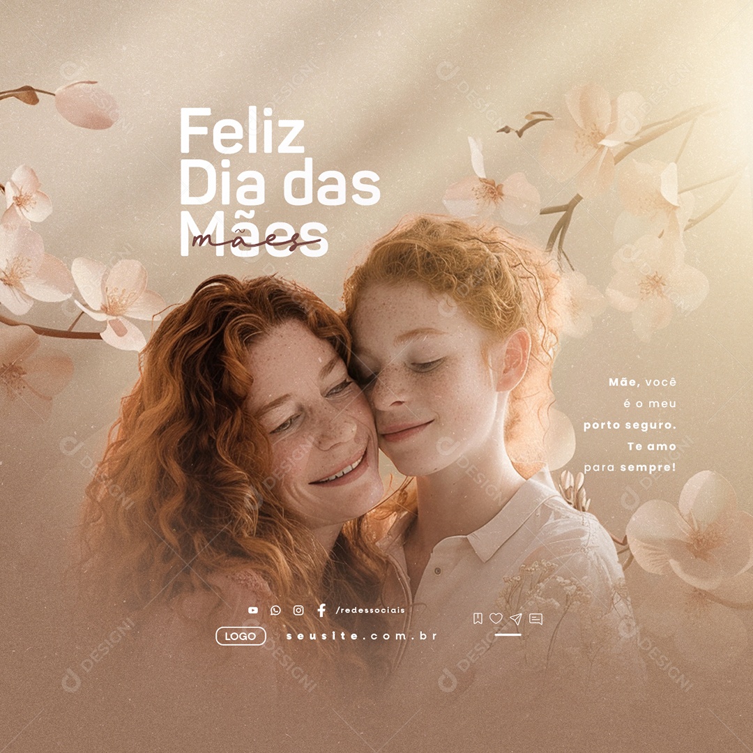 Feliz Dia Das Mães 12 de Maio Você é o Meu Porto Seguro Social Media PSD Editável