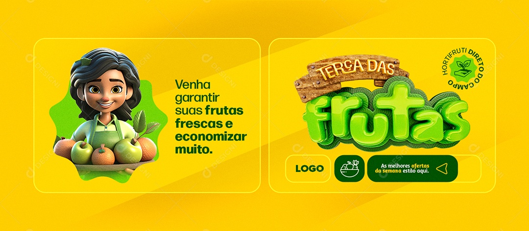 Banner Terça das Frutas Venha Garantir suas Frutas Frescas Social Media PSD Editável