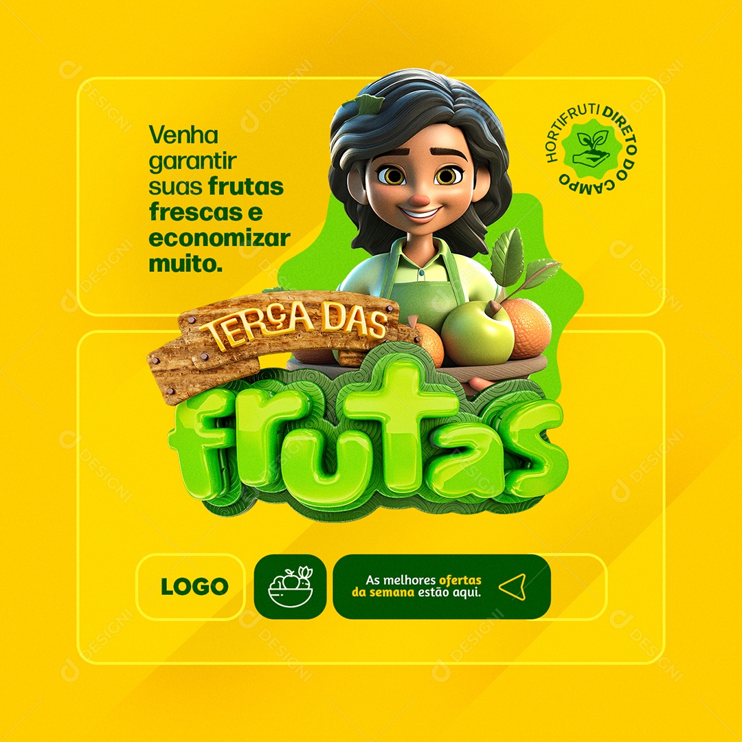 Terça das Frutas Venha Garantir suas Frutas Frescas Social Media PSD Editável