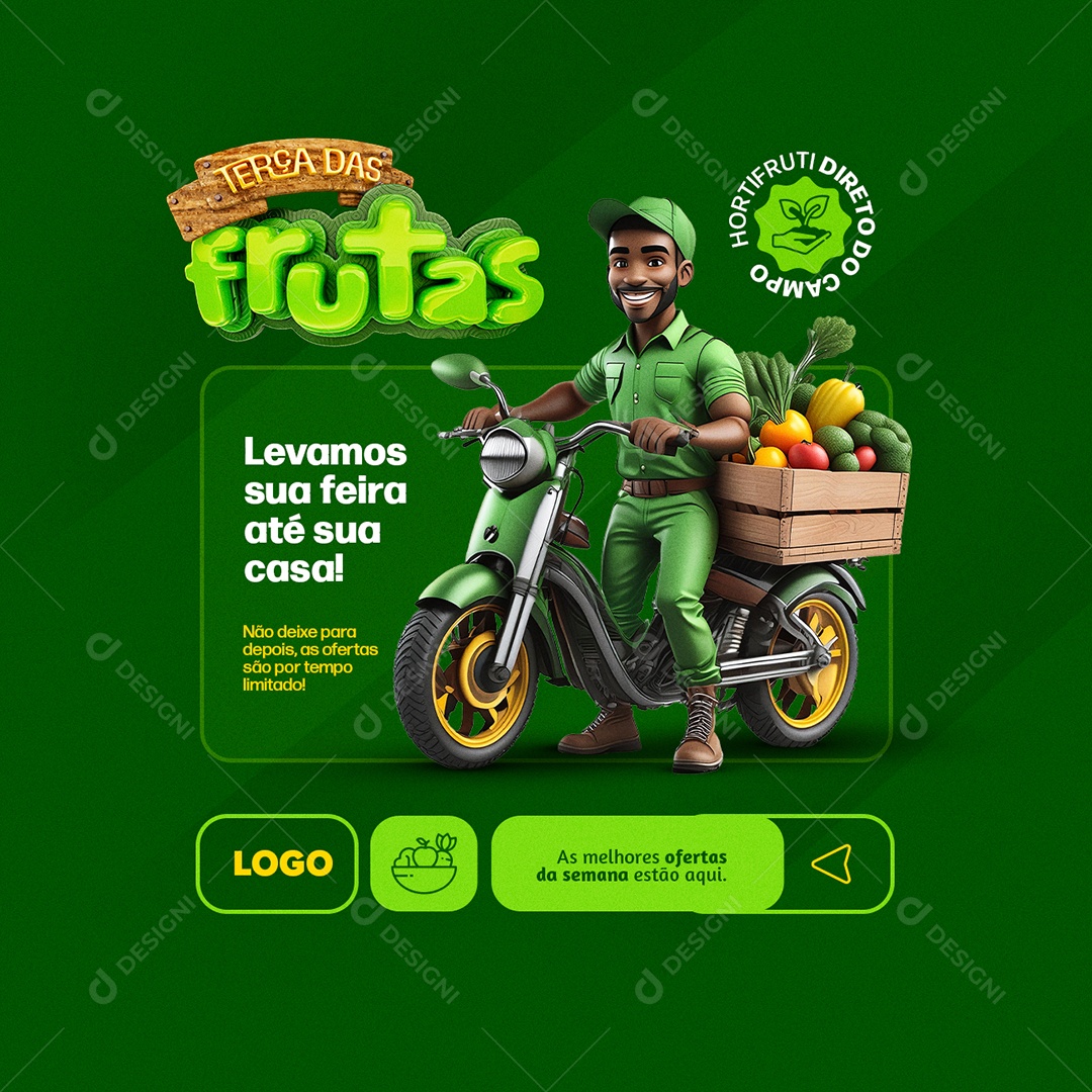 Terça das Frutas Levamos sua Feira Até sua Casa Delivery Social Media PSD Editável